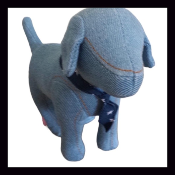 Victoria’s Secret PINK Denimn Blue Jean Dogs RARE Set of 2 w/ Bandanas NWT - Picture 3 of 6